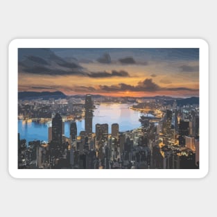 Victoria Peak Sunset Painting Sticker